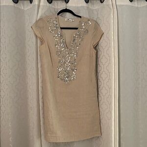 Vineyard Vines Beige Mini Dress with Silver Accents